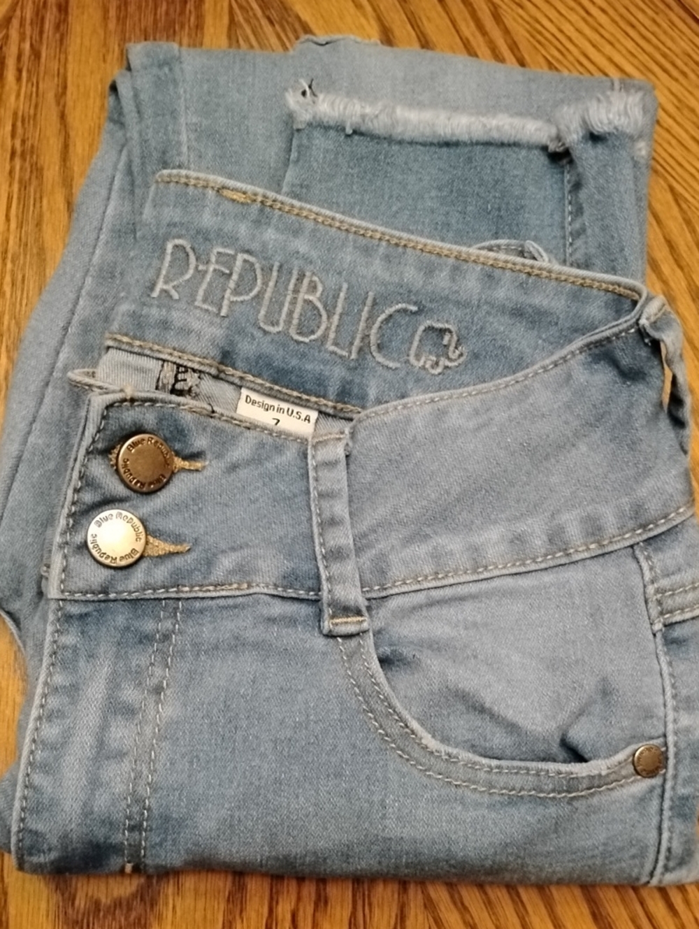 Republic Light Blue High-Rise Cropped Jeans for Women
